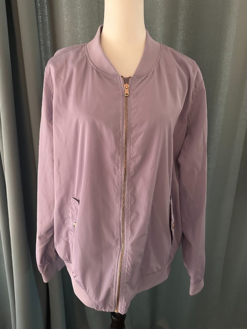 Cavallini Concord Lilac Bomber Jacket Womens 3X Lightweight Zip Front Coat